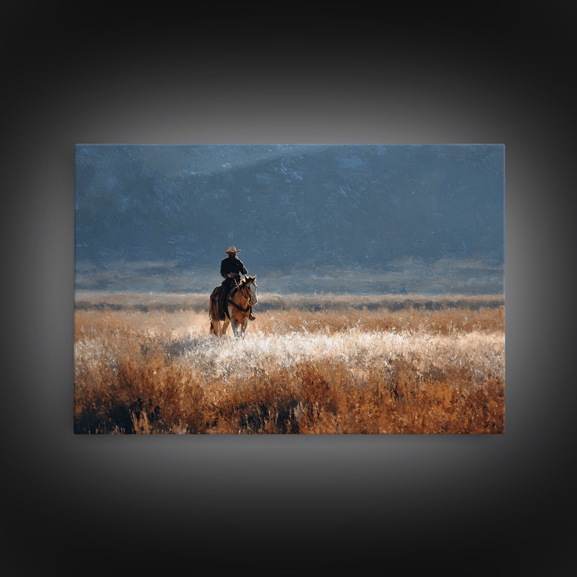 Train Crossing Western Plains Framed Canvas Print, Western Art, Farmhouse Decor, Southwestern Decor, Fine Art, Frontier, WES-3x2-99