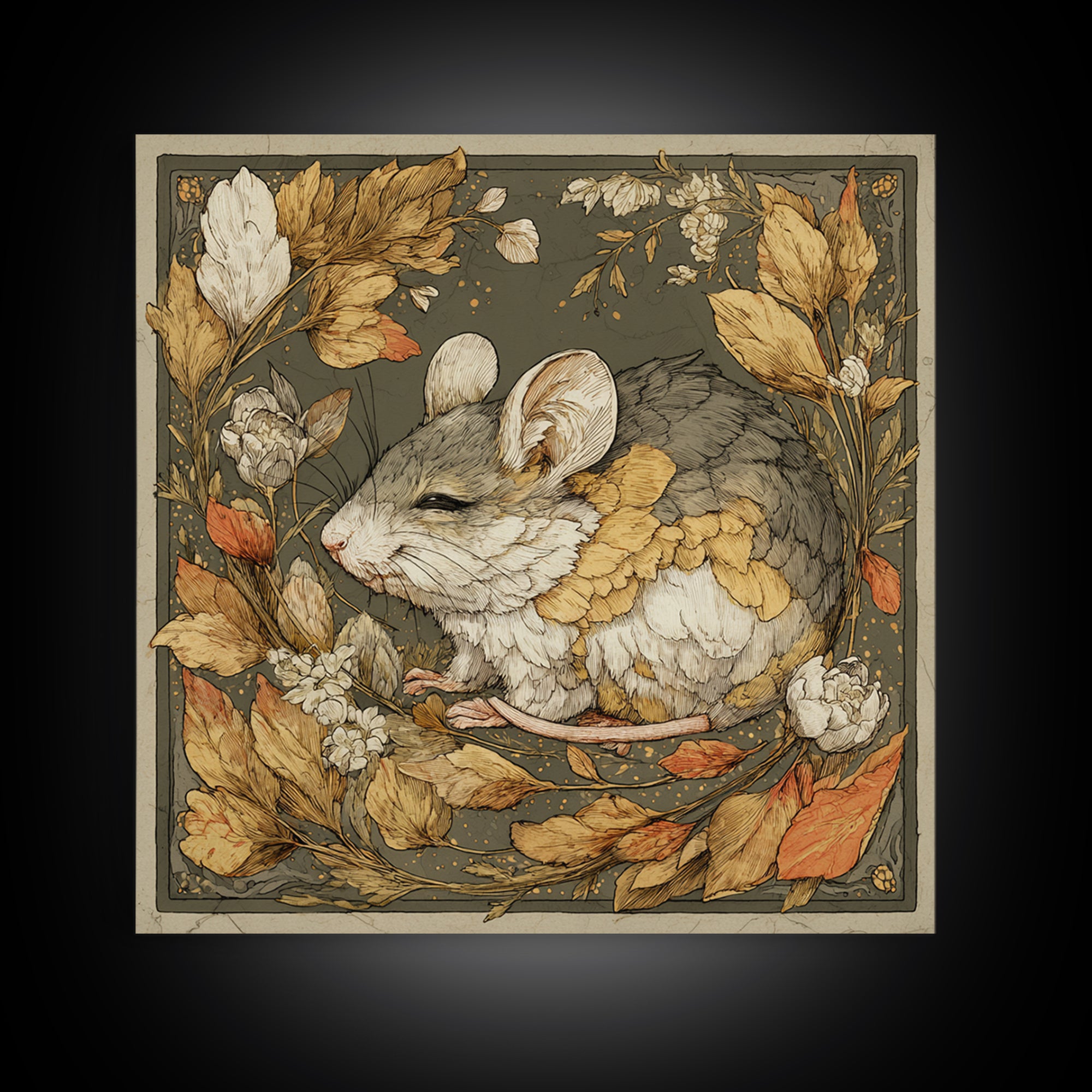 Mouse Ballerina in a Rose Garden Canvas Print, Whimsical Art, Abstract Wall Art, Living Room Decor, Watercolor Art, Wonder, WHI-1x1-35