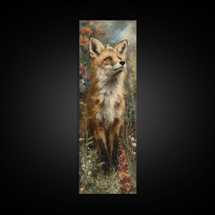 Fox Wearing a Tiny Crown Canvas Print, Whimsical Art, Minimalist Decor, Living Room Decor, Oil Painting, Wonder, WHI-1x3-13