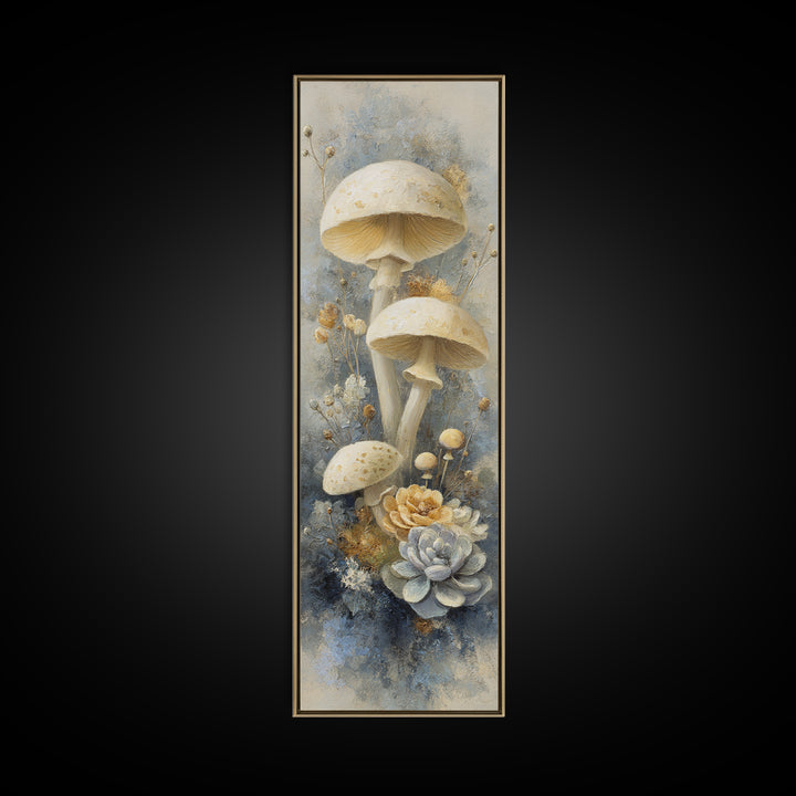 Teacup Garden with Tiny Mushrooms Canvas Print, Whimsical Art, Home Decor, Living Room Decor, Fine Art, Wonder, Digital Print, WHI-1x3-16