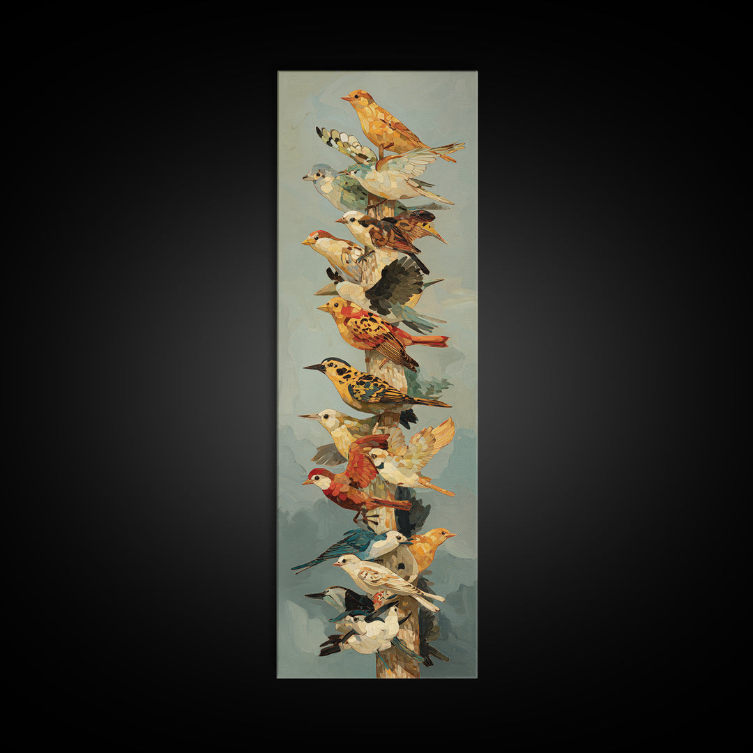 Floating House Carried by Colorful Birds Framed Canvas Print, Whimsical Art, Framed Wall Art, Living Room Decor, Wonder, WHI-1x3-19