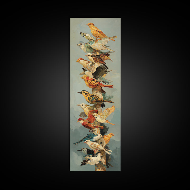 Floating House Carried by Colorful Birds Framed Canvas Print, Whimsical Art, Framed Wall Art, Living Room Decor, Wonder, WHI-1x3-19