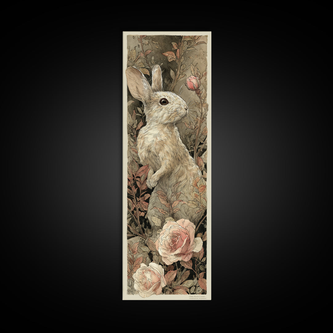 Mouse Ballerina in a Rose Garden Canvas Print, Whimsical Art, Digital Print, Living Room Decor, Watercolor Art, Wonder, WHI-1x3-23