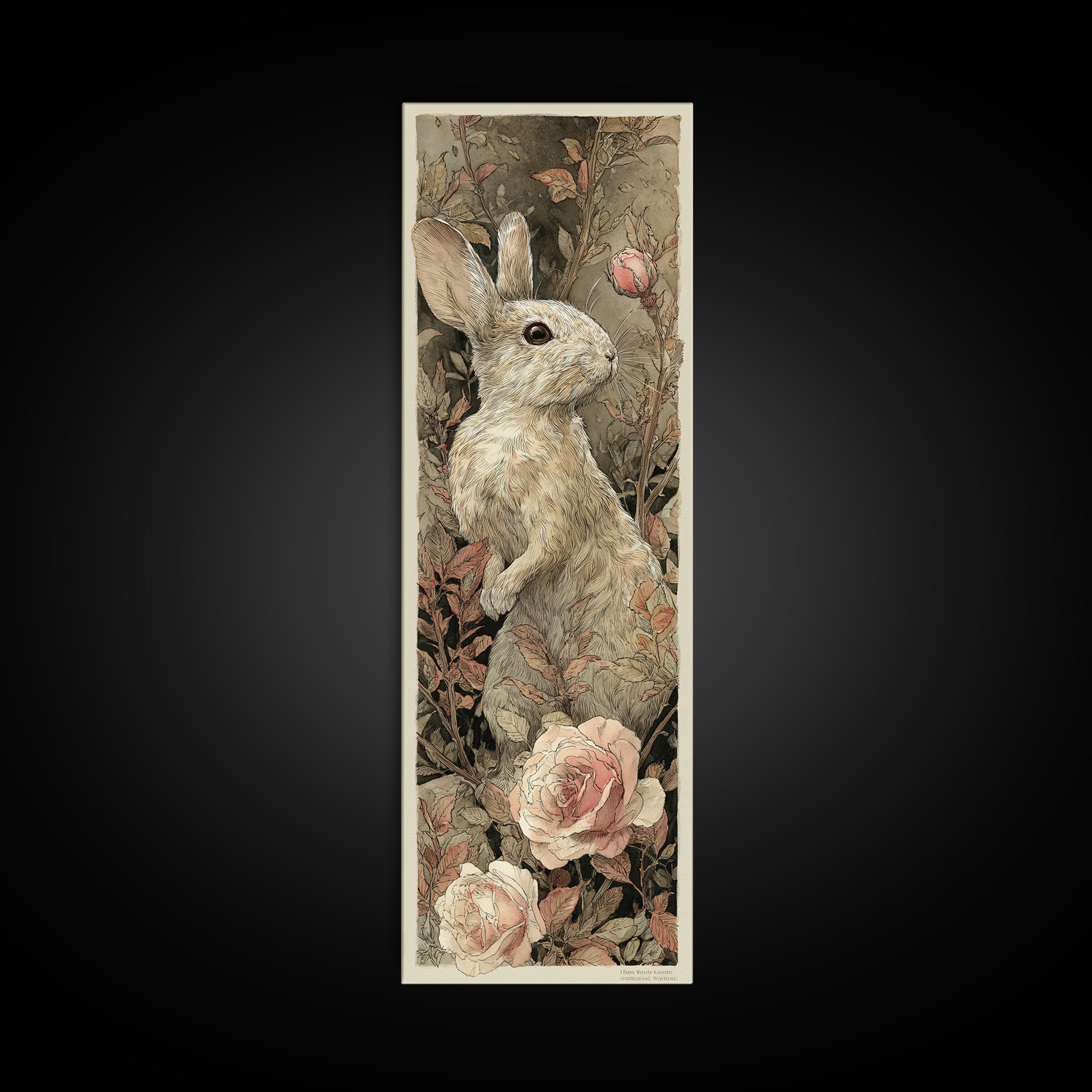 Mouse Ballerina in a Rose Garden Canvas Print, Whimsical Art, Digital Print, Living Room Decor, Watercolor Art, Wonder, WHI-1x3-23