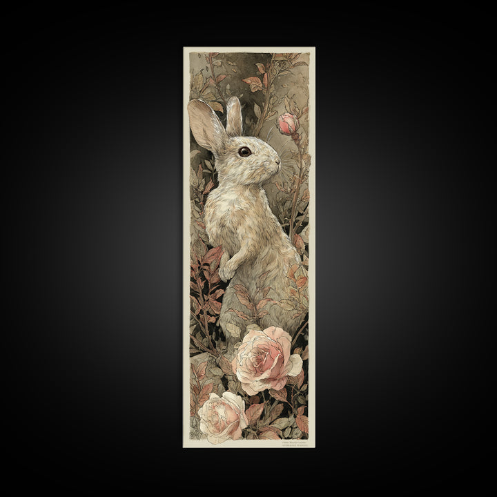 Mouse Ballerina in a Rose Garden Canvas Print, Whimsical Art, Digital Print, Living Room Decor, Watercolor Art, Wonder, WHI-1x3-23