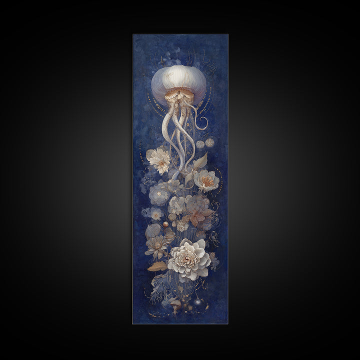 Octopus Conductor with Tiny Instruments Framed Canvas Print, Whimsical Art, Nursery Prints, Living Room Decor, Oil Painting, WHI-1x3-30