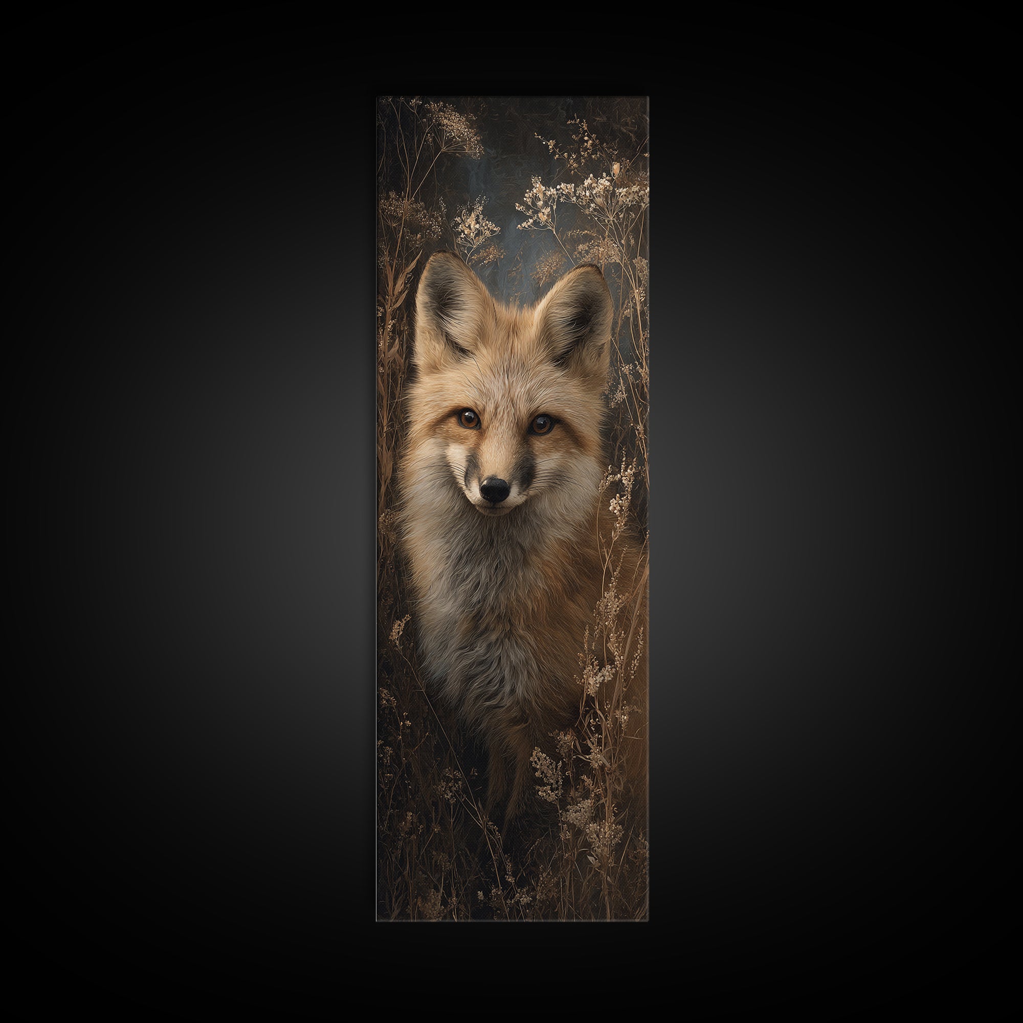 Fox Wearing a Tiny Crown Canvas Print, Whimsical Art, Minimalist Decor, Living Room Decor, Oil Painting, Wonder, WHI-1x3-37