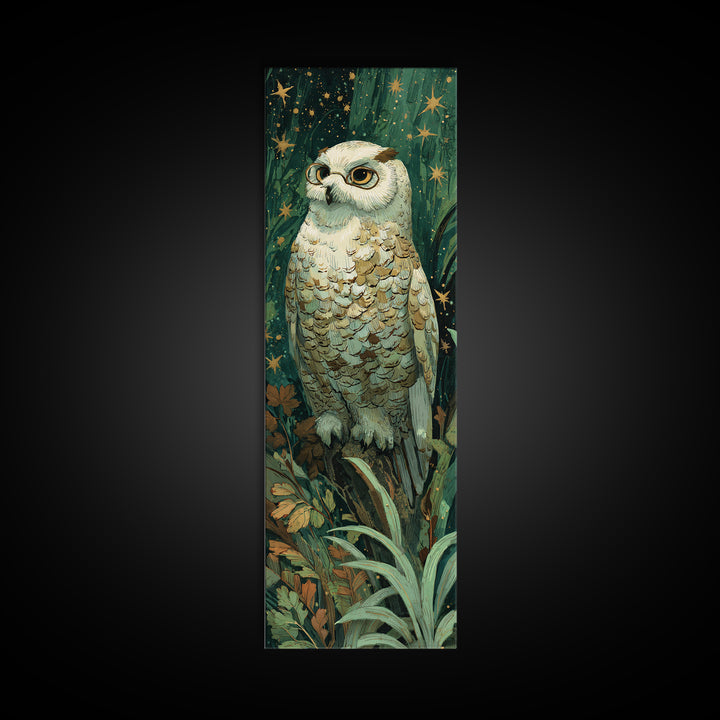 Owl Wearing Spectacles Among Stars Canvas Print, Whimsical Art, Neutral Decor, Living Room Decor, Fine Art, Wonder, Home Decor, WHI-1x3-42