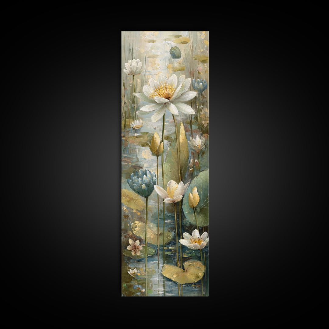 Frog Prince on a Lily Pad Canvas Print, Whimsical Art, Oil Painting, Living Room Decor, Fine Art, Wonder, Dark Academia Decor, WHI-1x3-44