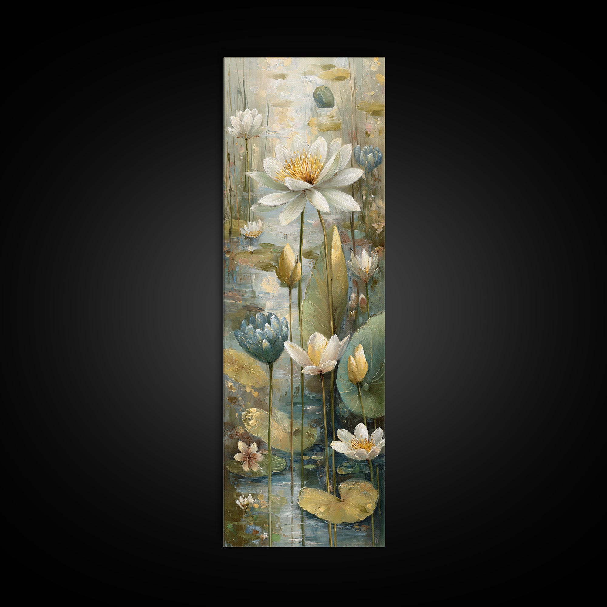 Frog Prince on a Lily Pad Canvas Print, Whimsical Art, Oil Painting, Living Room Decor, Fine Art, Wonder, Dark Academia Decor, WHI-1x3-44