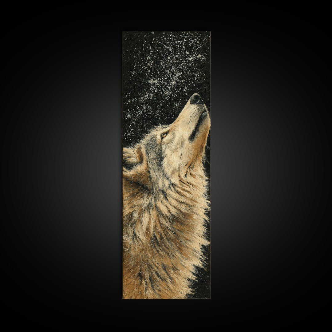Bear Painting Stars Onto the Night Sky Framed Canvas Print, Whimsical Art, Wall Art, Living Room Decor, Oil Painting, Wonder, WHI-1x3-45