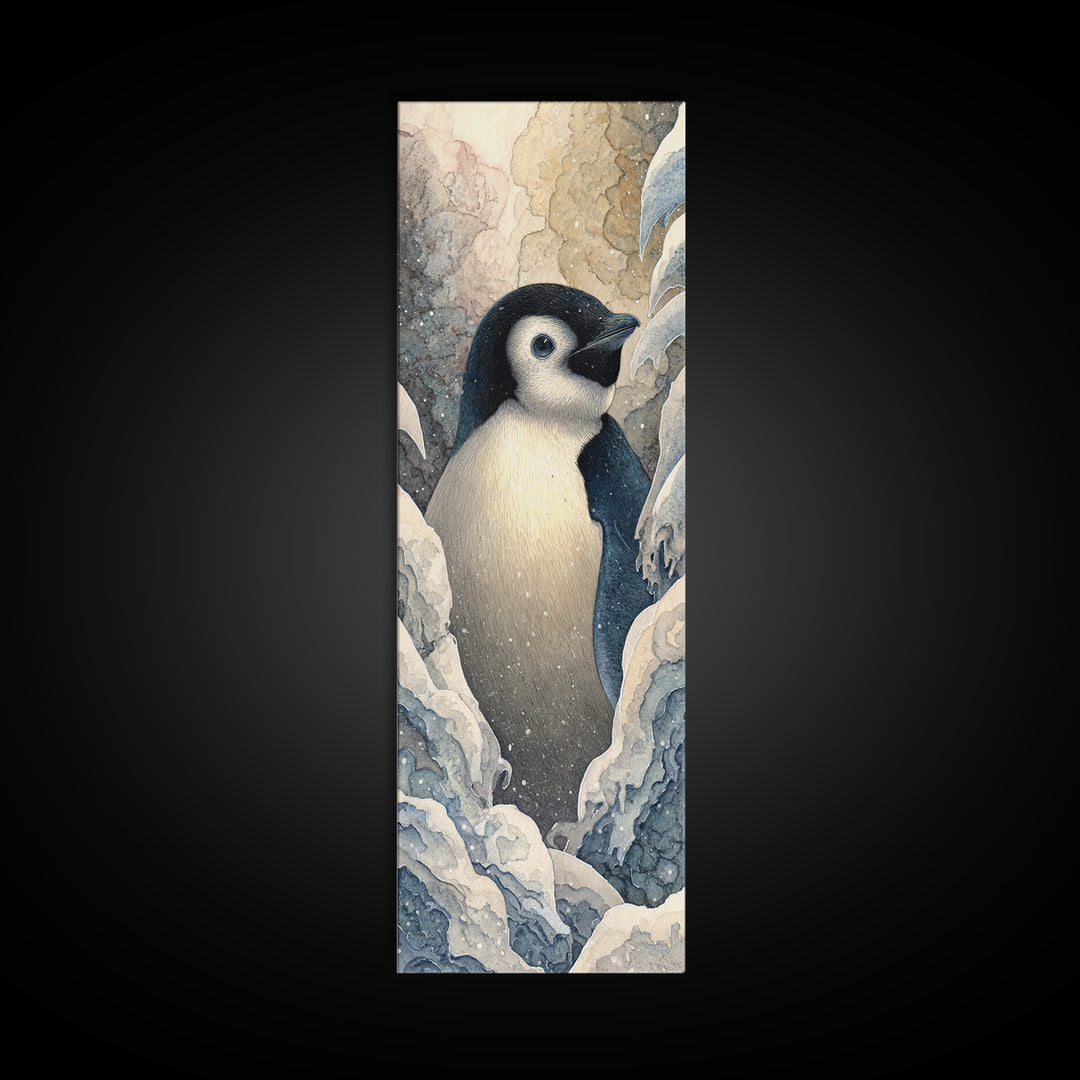 Penguin Holding a Lantern Canvas Print, Whimsical Art, Fine Art Print, Living Room Decor, Fine Art, Wonder, Prints, Digital Art, WHI-1x3-5