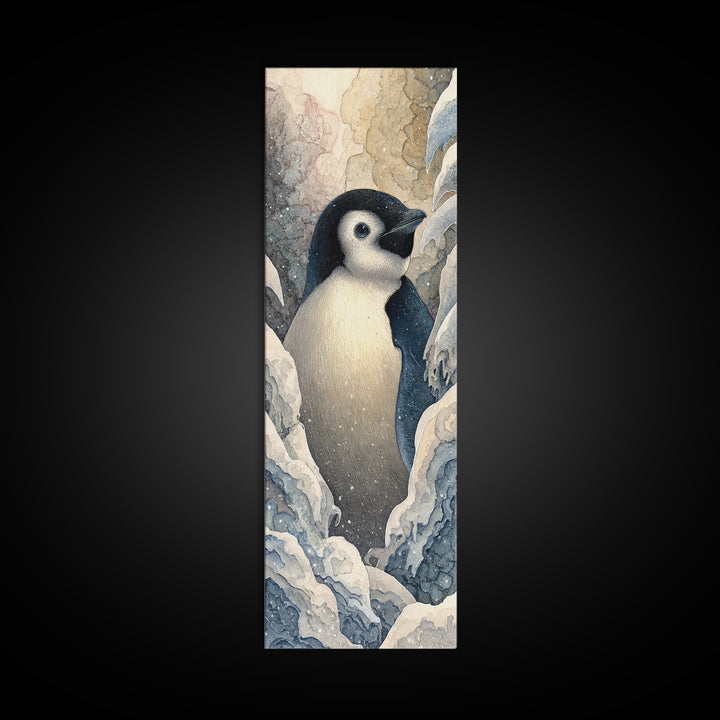 Penguin Holding a Lantern Canvas Print, Whimsical Art, Fine Art Print, Living Room Decor, Fine Art, Wonder, Prints, Digital Art, WHI-1x3-5