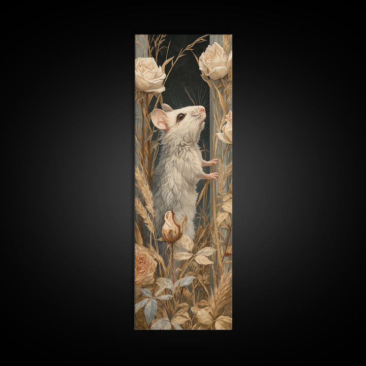 Mouse Ballerina in a Rose Garden Framed Canvas Print, Whimsical Art, Gallery Decor, Living Room Decor, Fine Art, Wonder, WHI-1x3-71