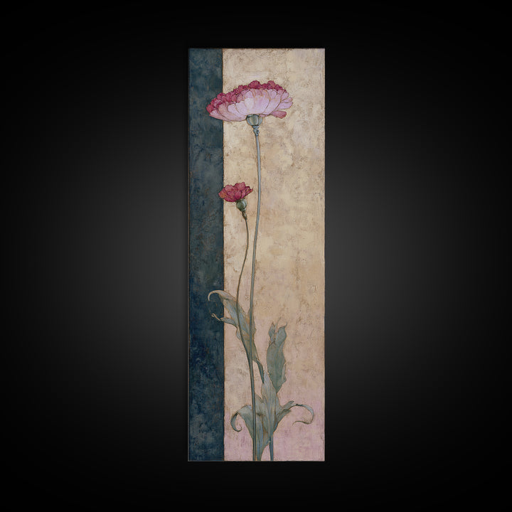 Robot Watering a Single Flower Canvas Print, Whimsical Art, Dark Academia Decor, Living Room Decor, Fine Art, Wonder, WHI-1x3-81