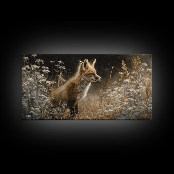 Fox Wearing a Tiny Crown Canvas Print, Whimsical Art, Printable Wall Art, Living Room Decor, Wonder, Abstract Wall Art, WHI-2x1-21