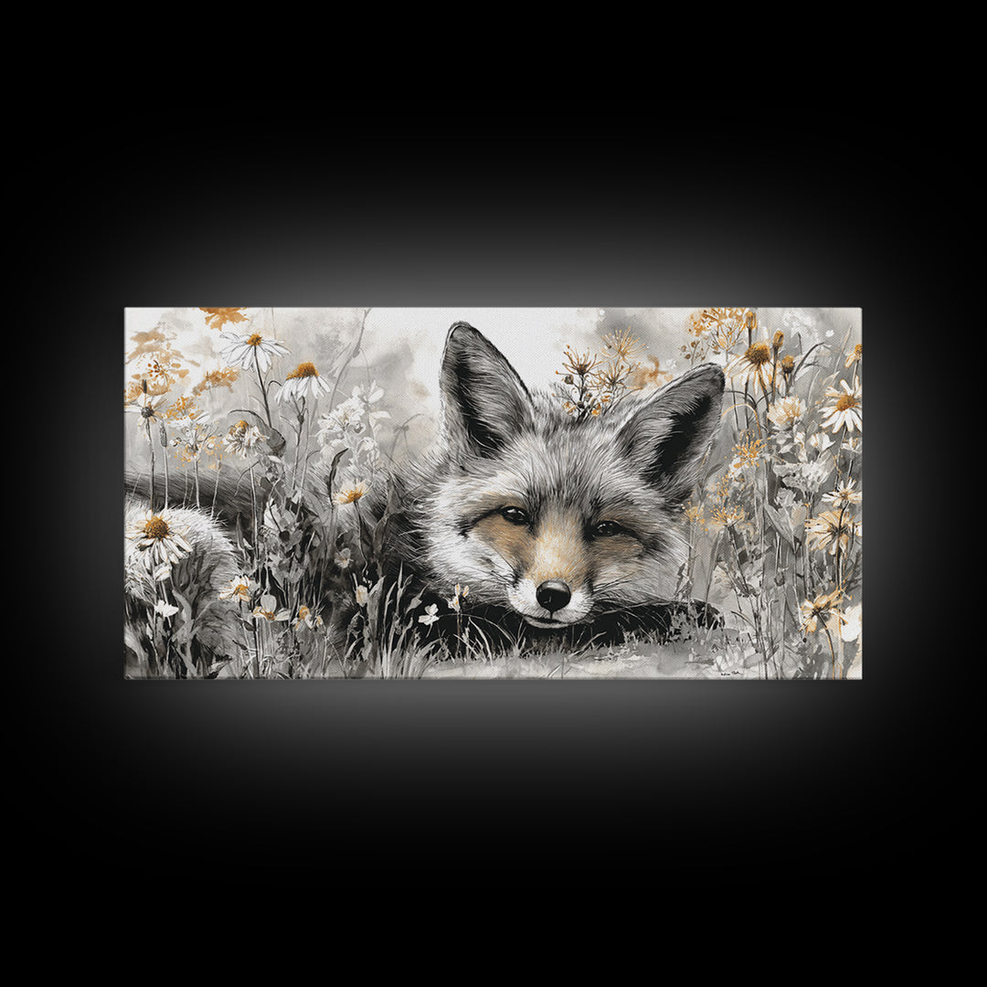 Fox Wearing a Tiny Crown Framed Canvas Print, Whimsical Art, Framed Wall Art, Living Room Decor, Oil Painting, Wonder, WHI-2x1-45