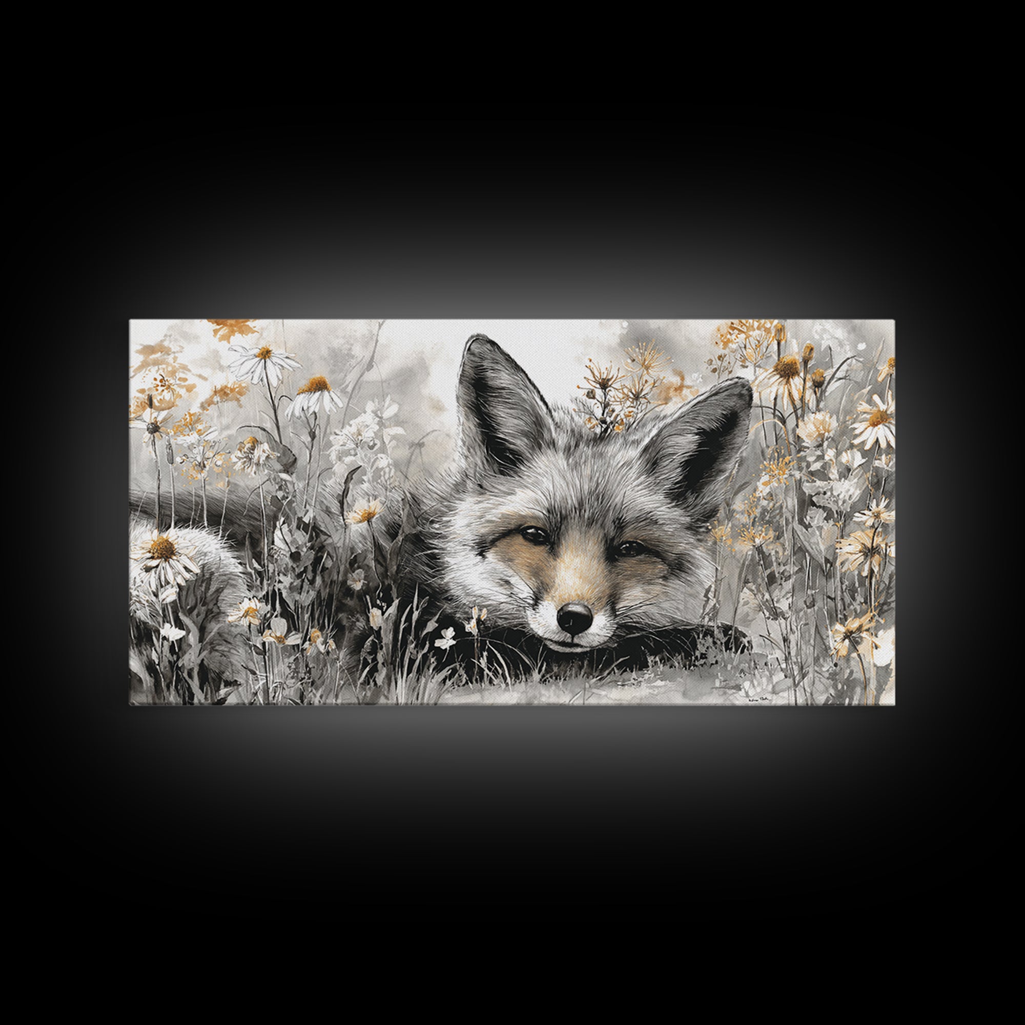 Fox Wearing a Tiny Crown Framed Canvas Print, Whimsical Art, Framed Wall Art, Living Room Decor, Oil Painting, Wonder, WHI-2x1-45