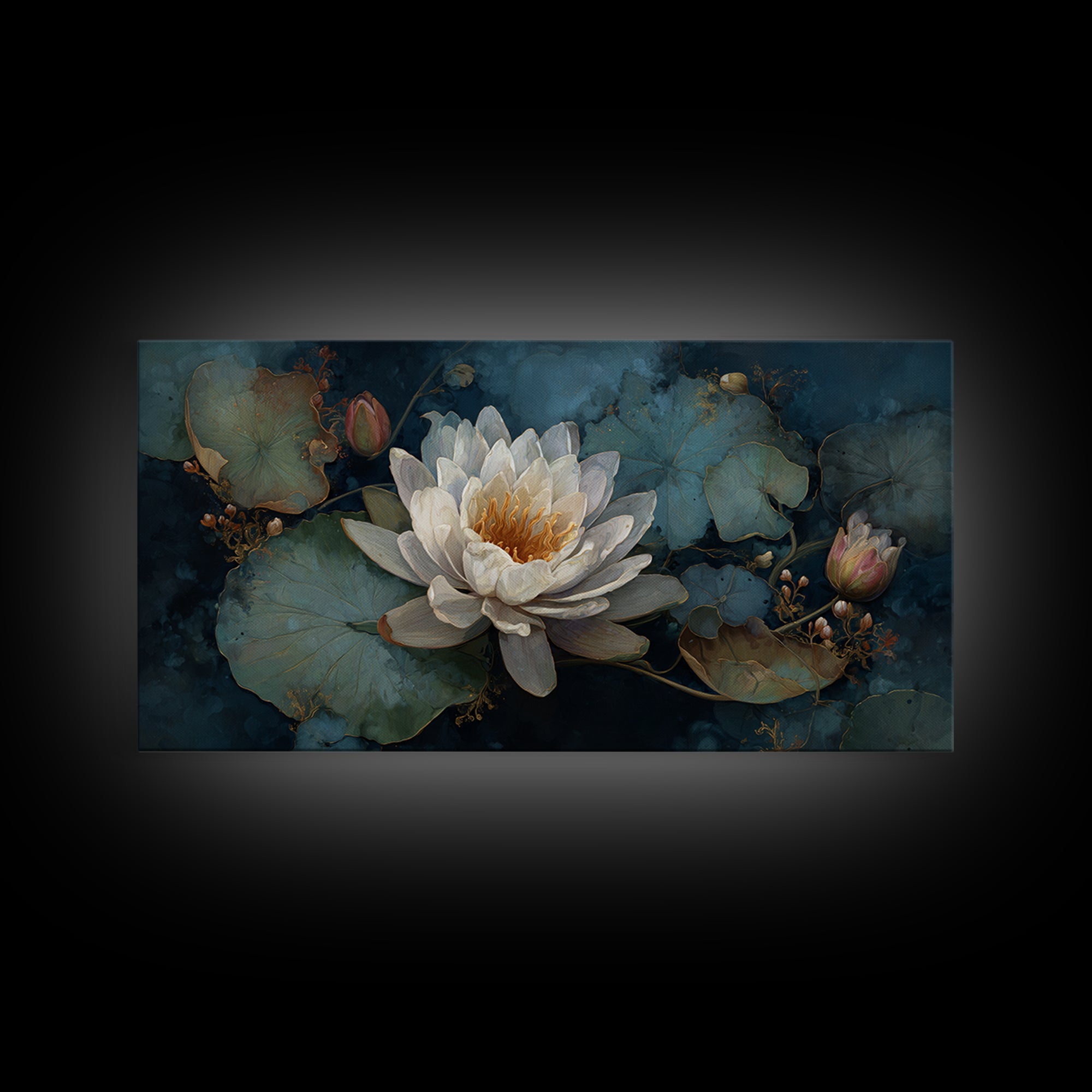 Frog Prince on a Lily Pad Canvas Print, Whimsical Art, Digital Art, Living Room Decor, Wonder, Nursery, Abstract Wall Art, WHI-2x1-52