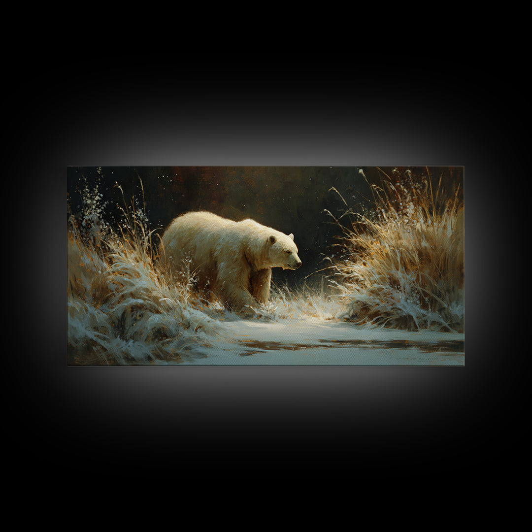 Bear Painting Stars Onto the Night Sky Canvas Print, Whimsical Art, Whimsical, Living Room Decor, Oil Painting, Wonder, WHI-2x1-77