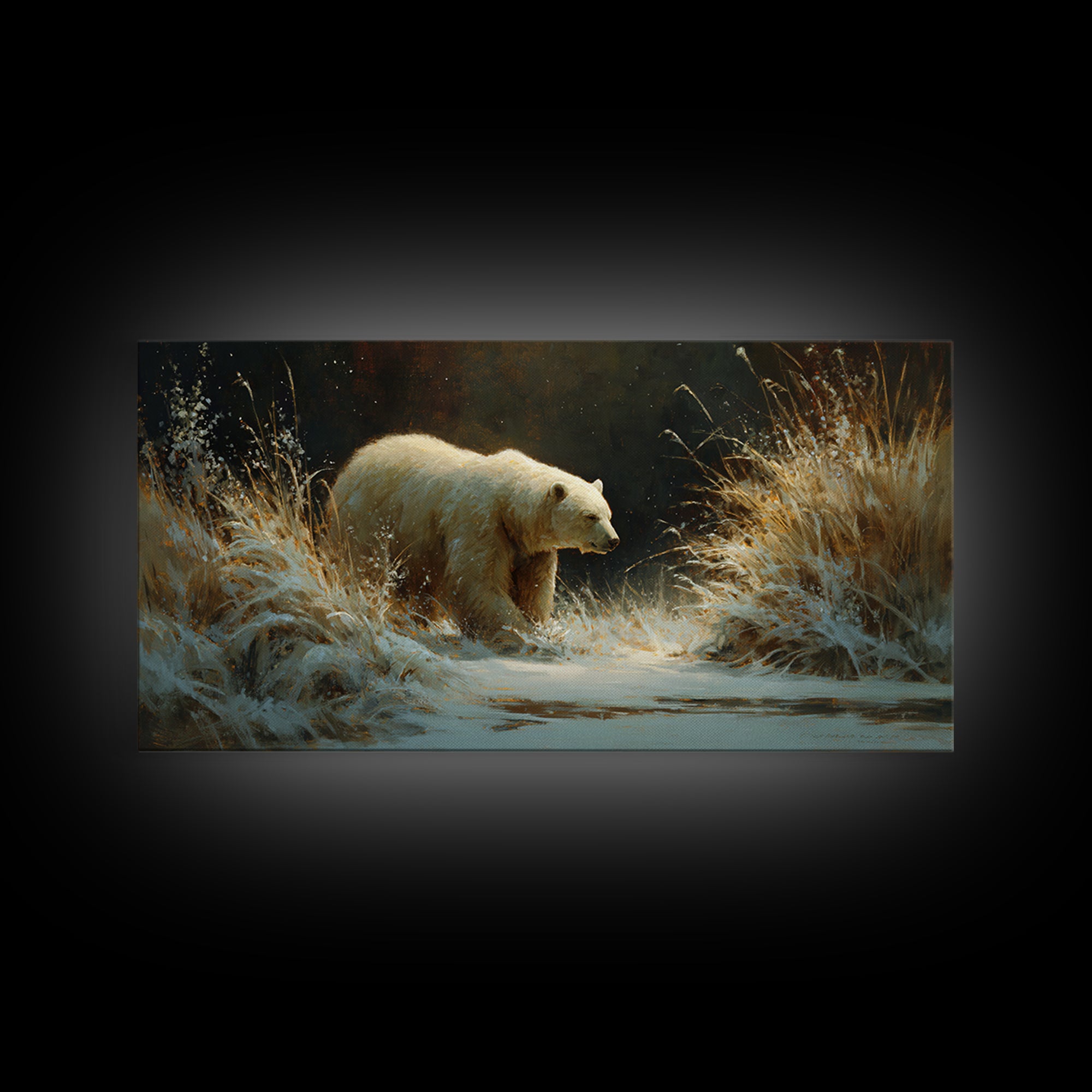 Bear Painting Stars Onto the Night Sky Canvas Print, Whimsical Art, Whimsical, Living Room Decor, Oil Painting, Wonder, WHI-2x1-77