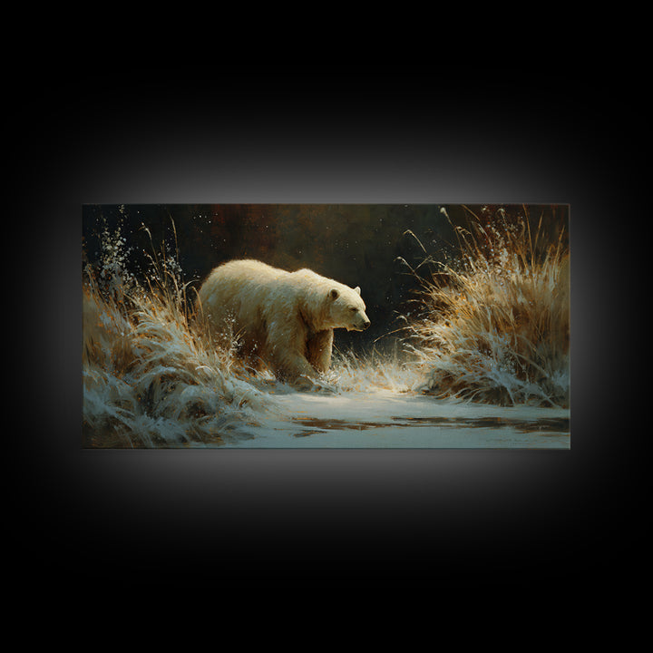 Bear Painting Stars Onto the Night Sky Canvas Print, Whimsical Art, Whimsical, Living Room Decor, Oil Painting, Wonder, WHI-2x1-77