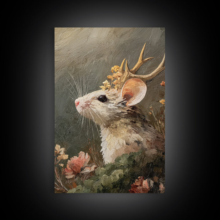 Mouse Ballerina in a Rose Garden Framed Canvas Print, Whimsical Art, Living Room Decor, Watercolor Art, Wonder, WHI-2x3-19