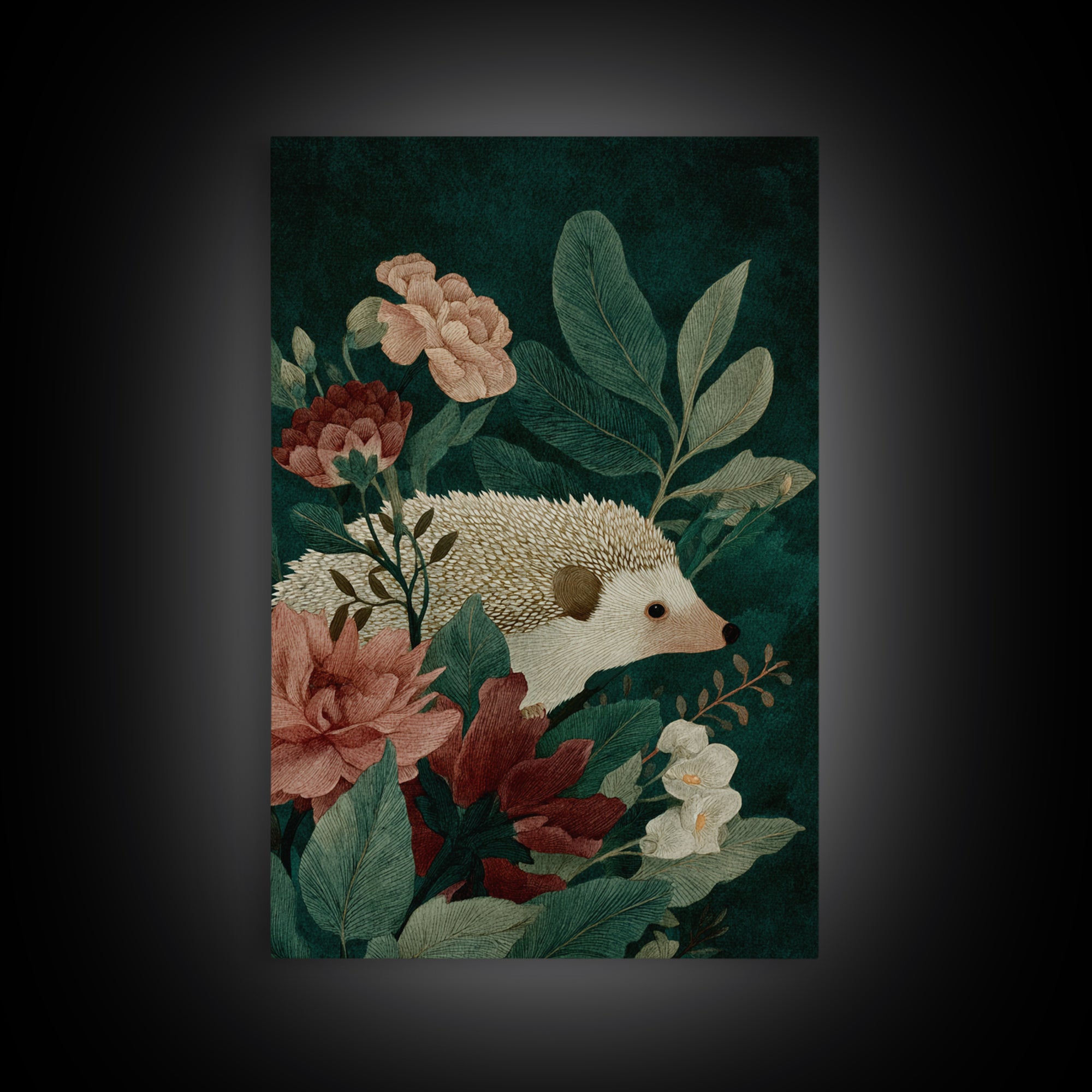 Hedgehog Carrying Wildflowers Canvas Print, Whimsical Art, Pet Portrait, Living Room Decor, Fine Art, Wonder, Abstract Wall Art, WHI-2x3-23
