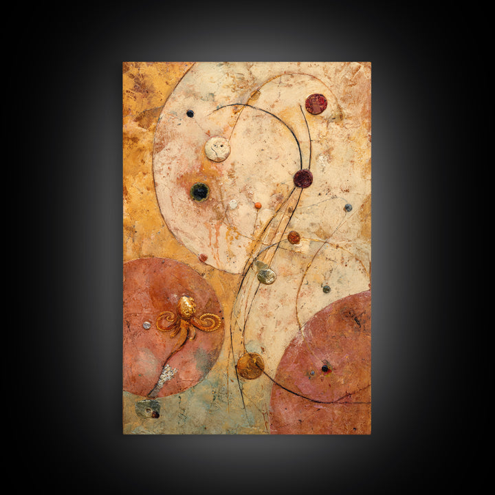 Octopus Conductor with Tiny Instruments Framed Canvas Print, Whimsical Art, Living Room Decor, Abstract Art, Wonder, WHI-2x3-26
