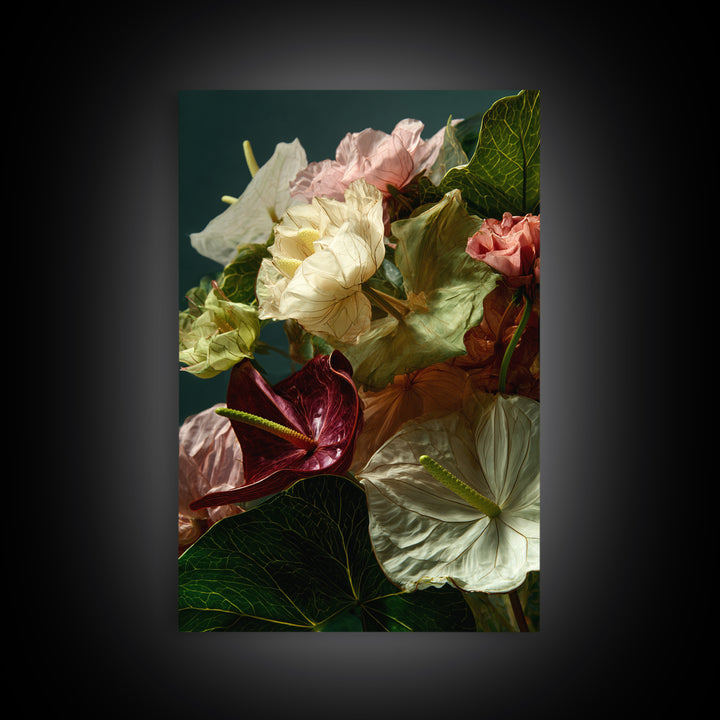 Magical Umbrella Raining Flowers Framed Canvas Print, Whimsical Art, Living Room Decor, Watercolor Art, Wonder, WHI-2x3-4