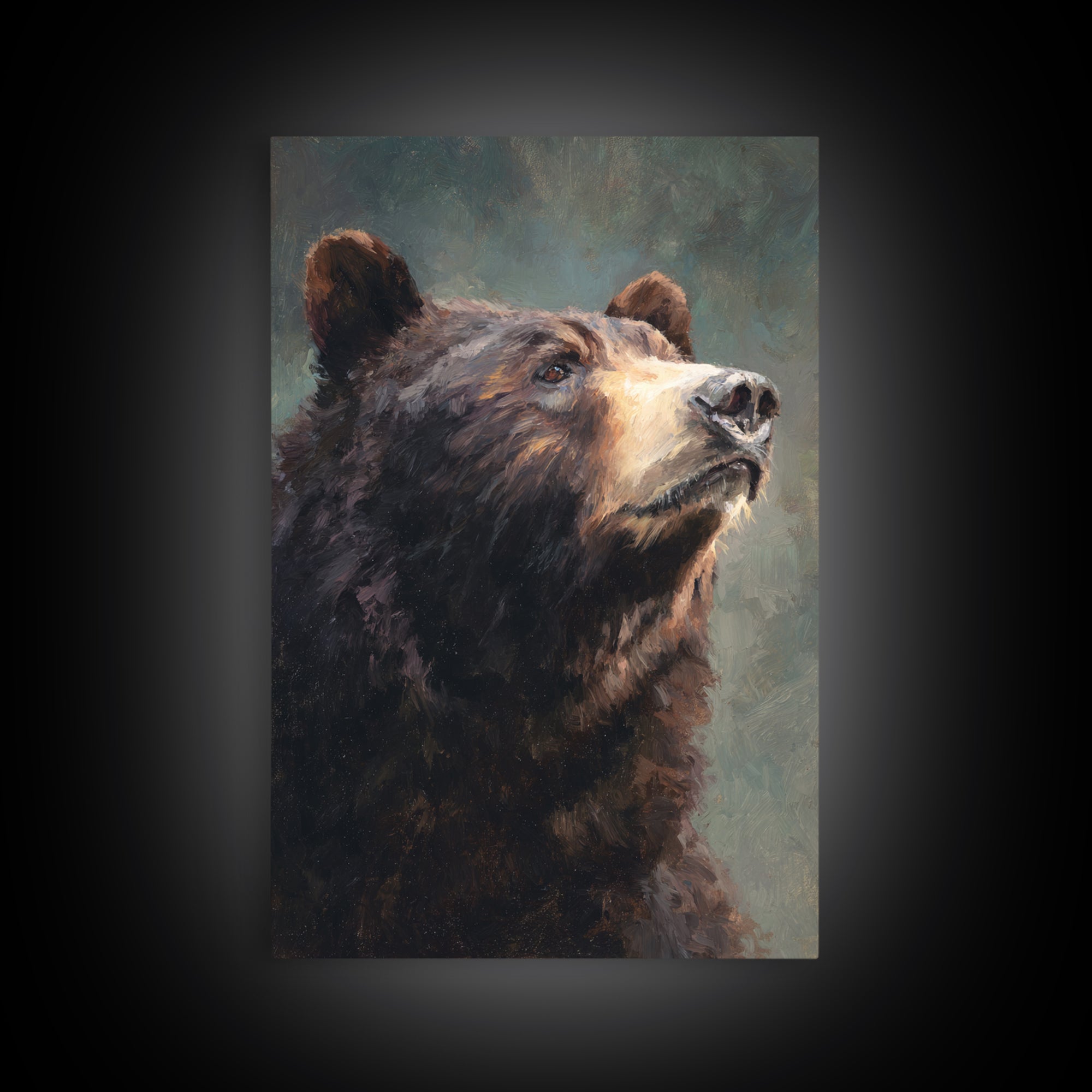 Bear Painting Stars Onto the Night Sky Framed Canvas Print, Whimsical Art, Art Nouveau, Living Room Decor, Abstract Art, Wonder, WHI-2x3-41