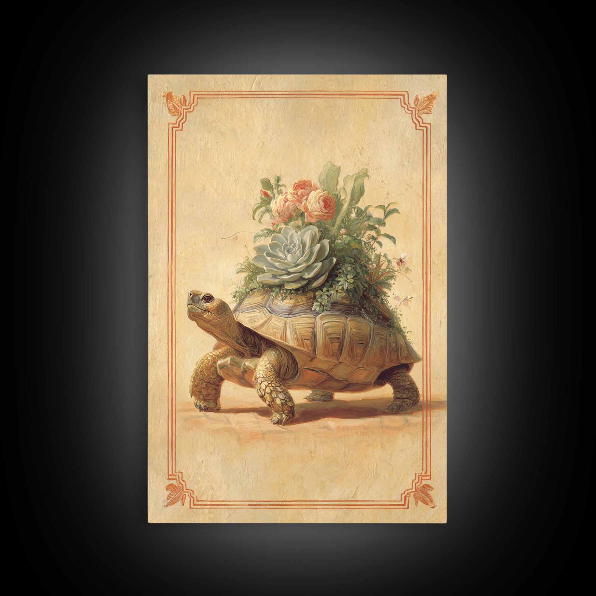 Turtle with Garden Growing on Shell Canvas Print, Whimsical Art, Art Print, Living Room Decor, Watercolor Art, Wonder, WHI-2x3-54