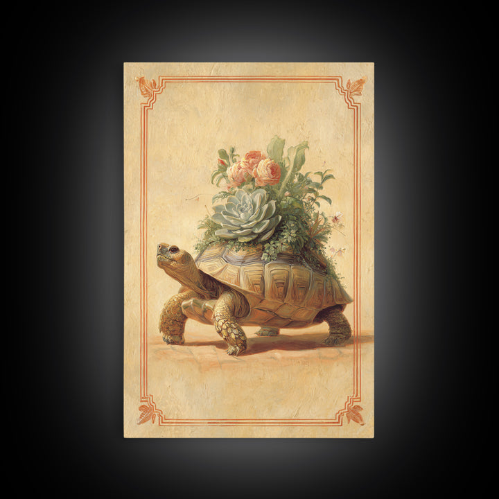 Turtle with Garden Growing on Shell Canvas Print, Whimsical Art, Art Print, Living Room Decor, Watercolor Art, Wonder, WHI-2x3-54