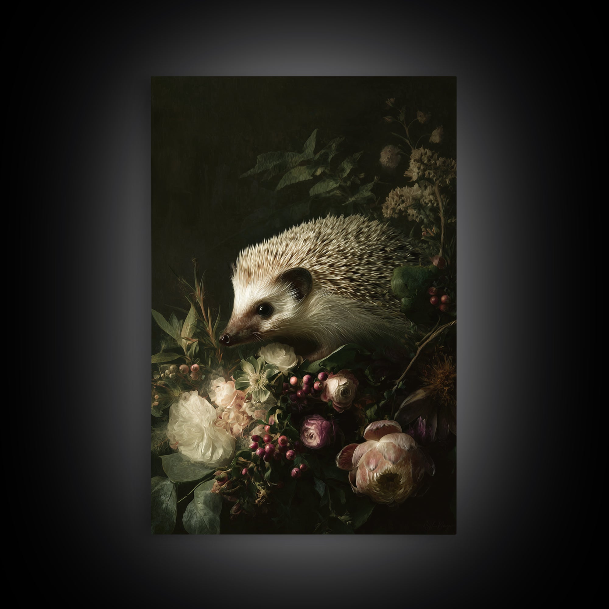 Hedgehog Carrying Wildflowers Canvas Print, Whimsical Art, Nursery Prints, Living Room Decor, Watercolor Art, Wonder, WHI-2x3-95