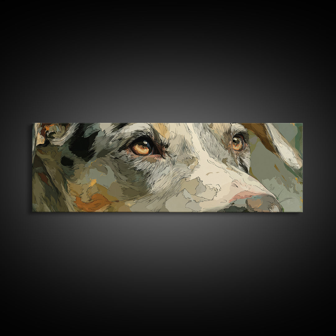 Dog in a Hot Air Balloon Canvas Print, Whimsical Art, Oil Painting, Living Room Decor, Fine Art, Wonder, Dark Academia Decor, WHI-3x1-78