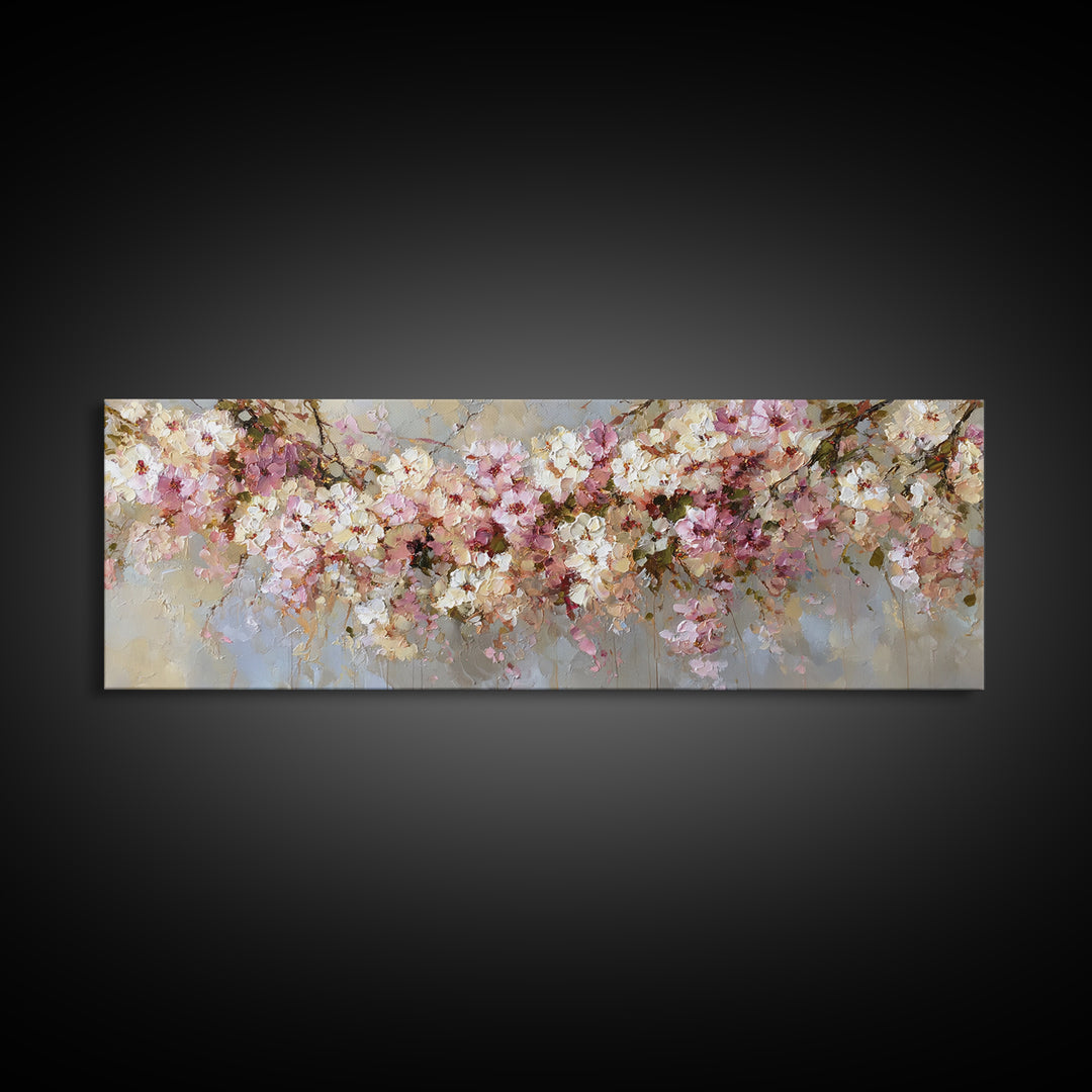 Magical Umbrella Raining Flowers Framed Canvas Print, Whimsical Art, Digital Art, Living Room Decor, Watercolor Art, Wonder, WHI-3x1-84
