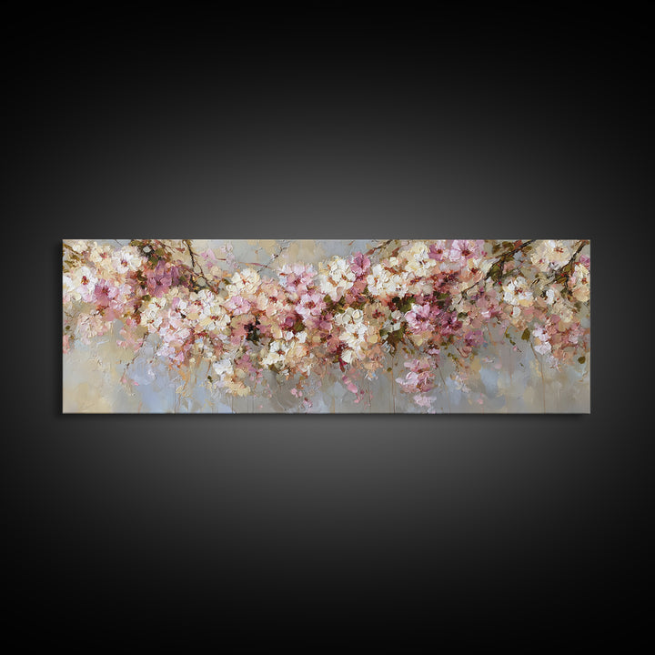 Magical Umbrella Raining Flowers Framed Canvas Print, Whimsical Art, Digital Art, Living Room Decor, Watercolor Art, Wonder, WHI-3x1-84