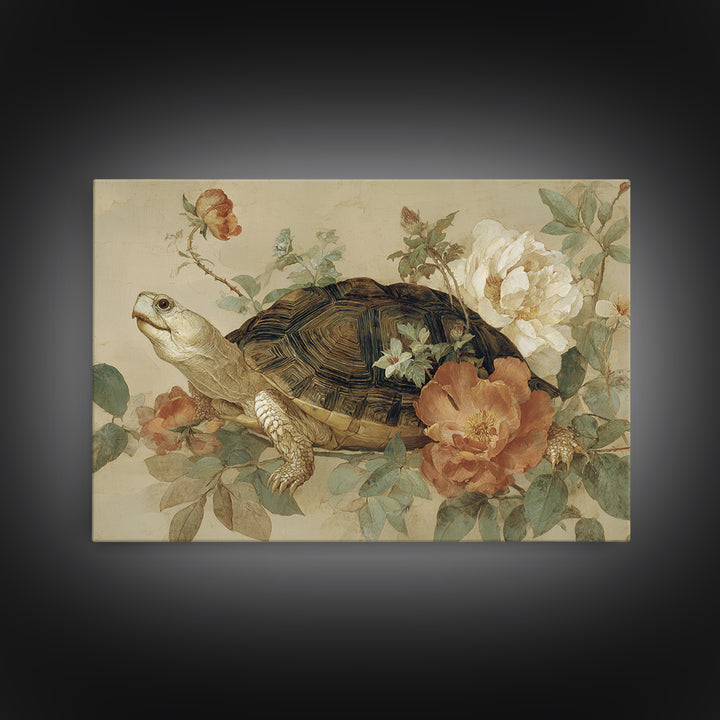 Turtle with Garden Growing on Shell Canvas Print, Whimsical Art, Printable Art, Living Room Decor, Fine Art, Wonder, Cat Art, WHI-3x2-26