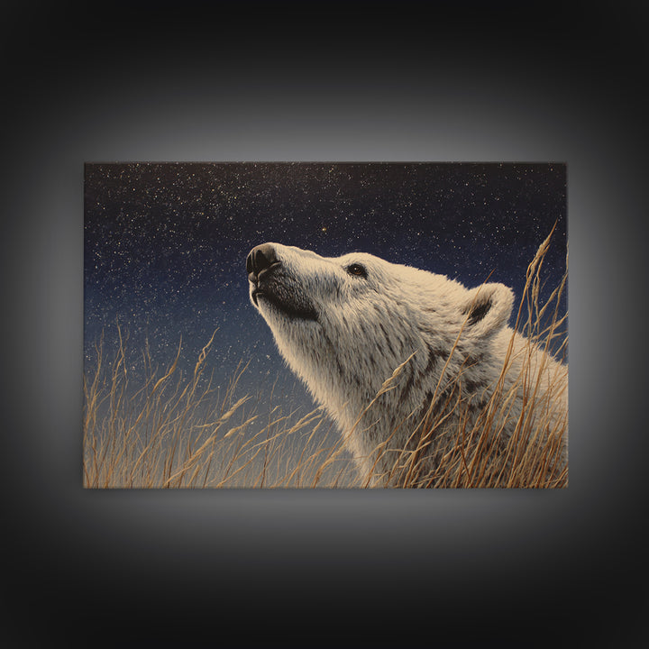 Bear Painting Stars Onto the Night Sky Canvas Print, Whimsical Art, Nursery Prints, Living Room Decor, Oil Painting, Wonder, WHI-3x2-37