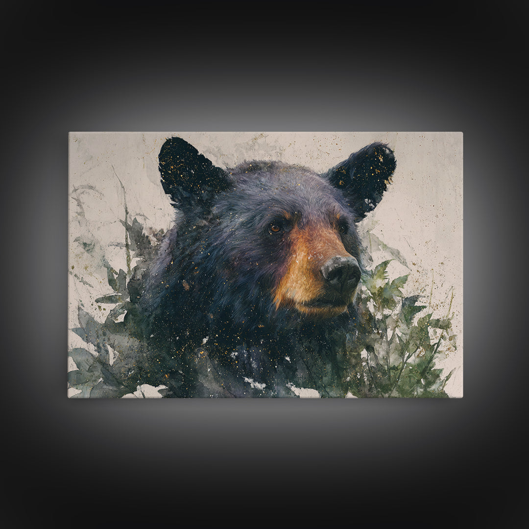 Bear Painting Stars Onto the Night Sky Canvas Print, Whimsical Art, Nursery Prints, Living Room Decor, Oil Painting, Wonder, WHI-3x2-61