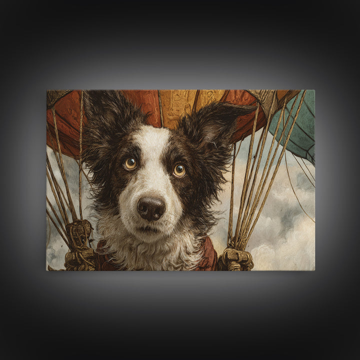 Dog in a Hot Air Balloon Canvas Print, Whimsical Art, Abstract Wall Art, Living Room Decor, Fine Art, Wonder, Neutral Decor, WHI-3x2-66