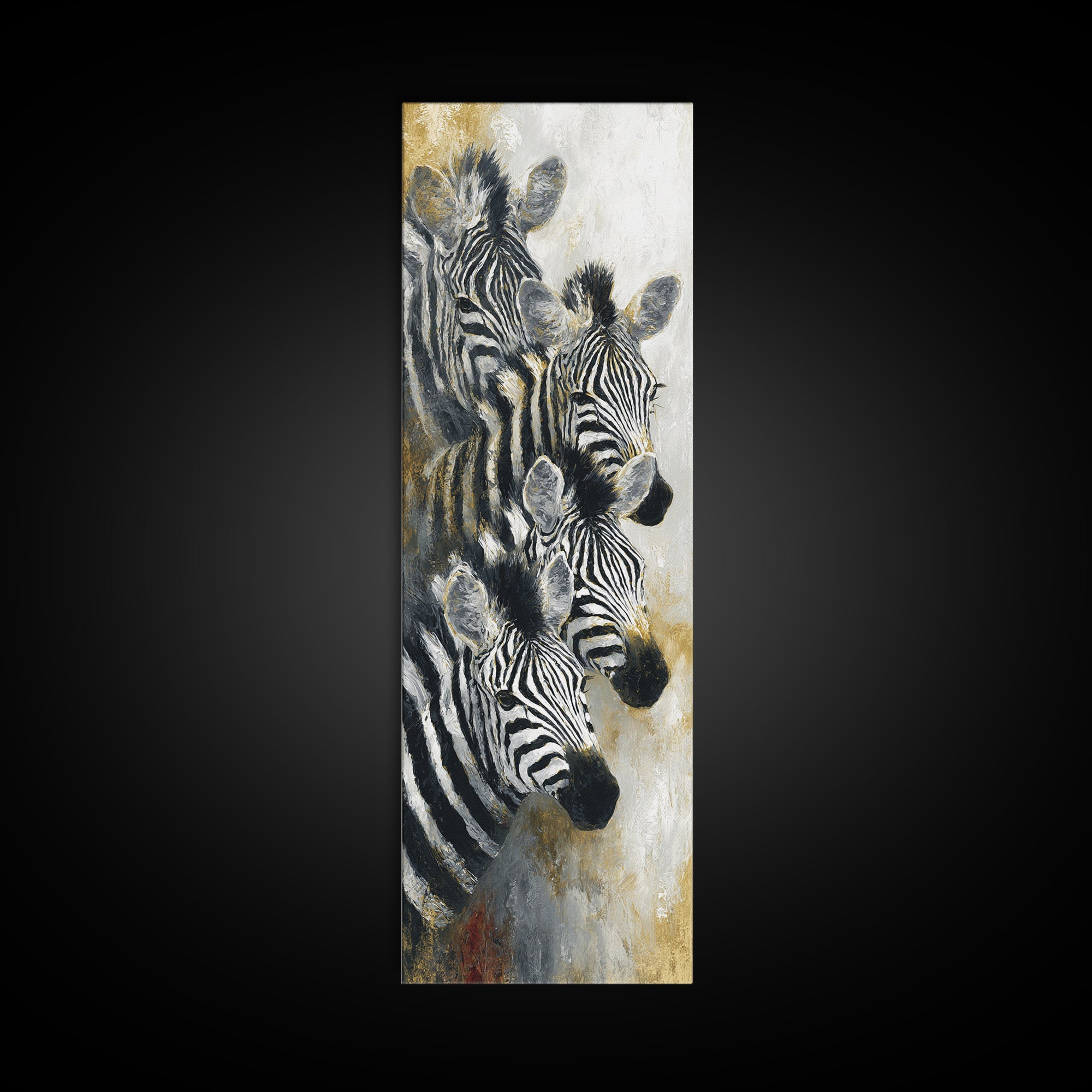 Zebra Herd in Graphic Black and White Canvas Print, Wildlife Art, Wall Decor, Living Room Decor, Wild, Living Room Wall Art, WIL-1x3-23