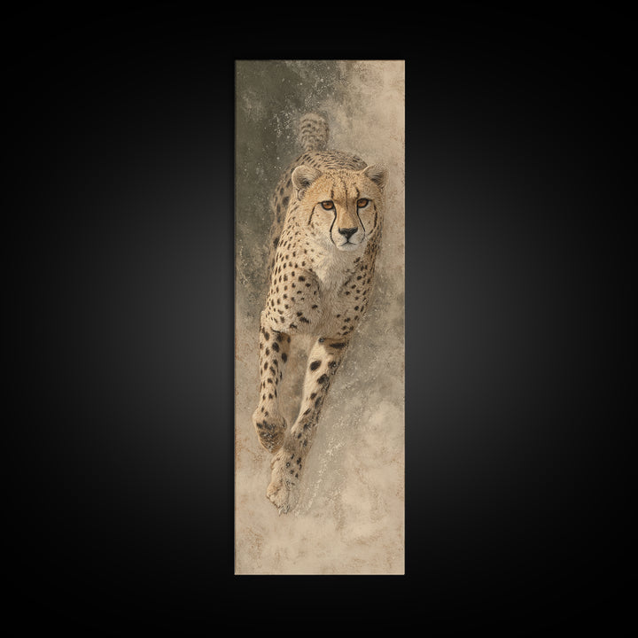 Cheetah Running Through Warm Dust Canvas Print, Wildlife Art, Fine Art Print, Living Room Decor, Abstract Art, Wild, Wall Decor, WIL-1x3-57