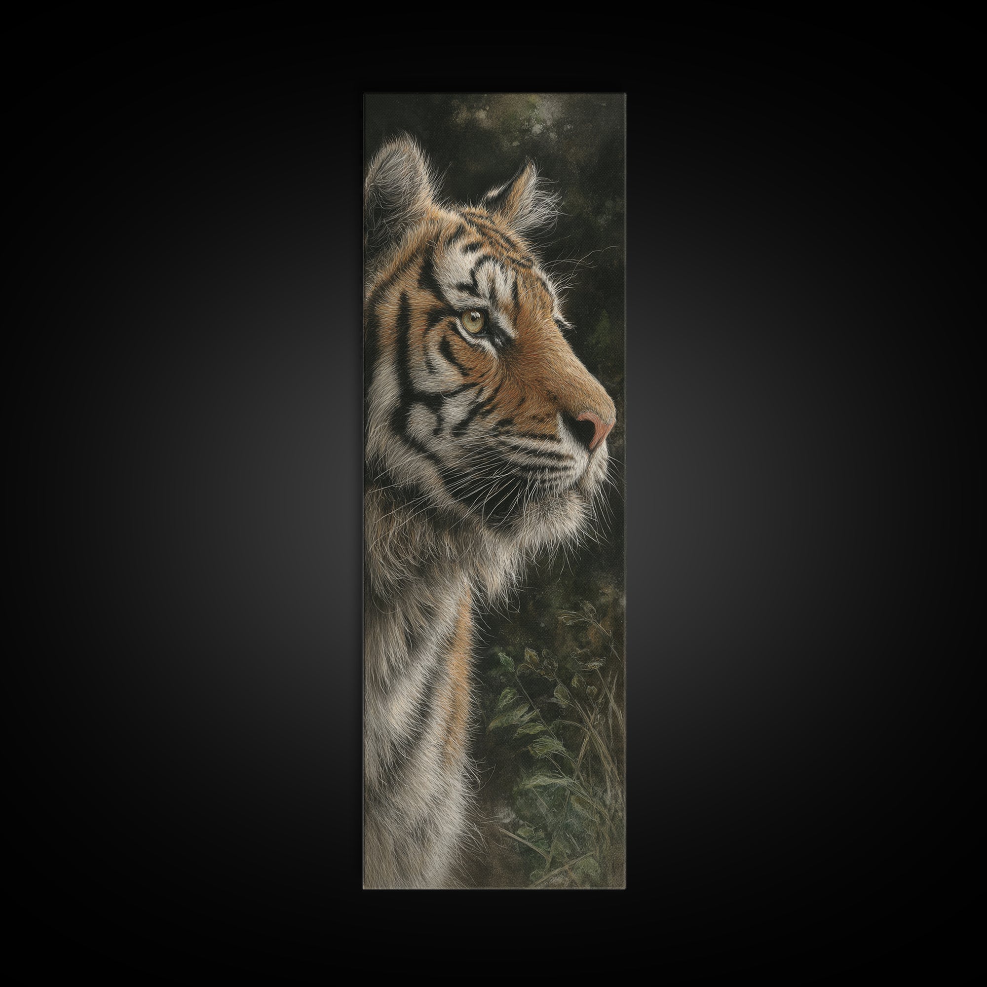 Tiger Portrait with Jungle Shadows Canvas Print, Wildlife Art, Landscape Art, Living Room Decor, Fine Art, Wild, Modern Decor, WIL-1x3-89