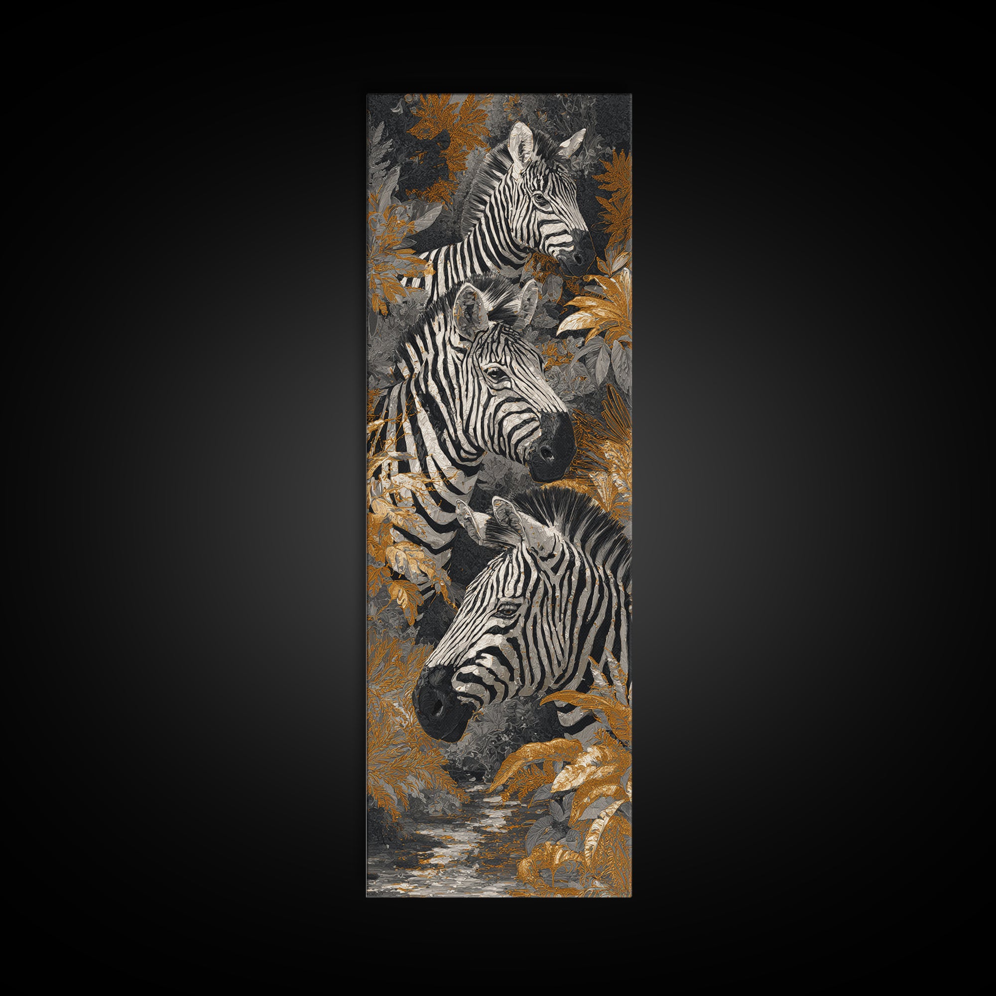 Zebra Herd in Graphic Black and White Canvas Print, Wildlife Art, Nature Wall Art, Living Room Decor, Fine Art, Wild, WIL-1x3-95