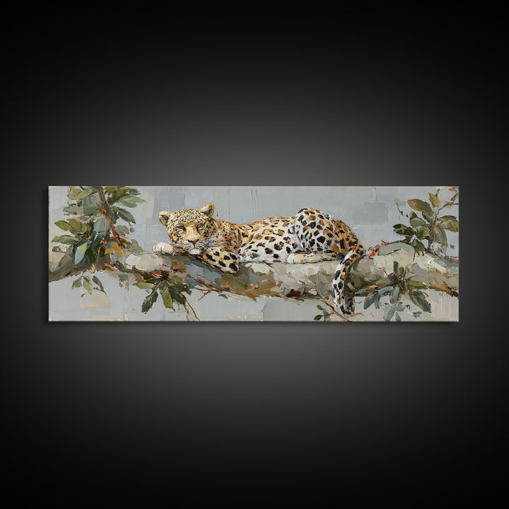 Leopard Resting on Tree Branch Canvas Print, Wildlife Art, Leopard Wall Art, Living Room Decor, Fine Art, Wild, Fine Art Print, WIL-3x1-6