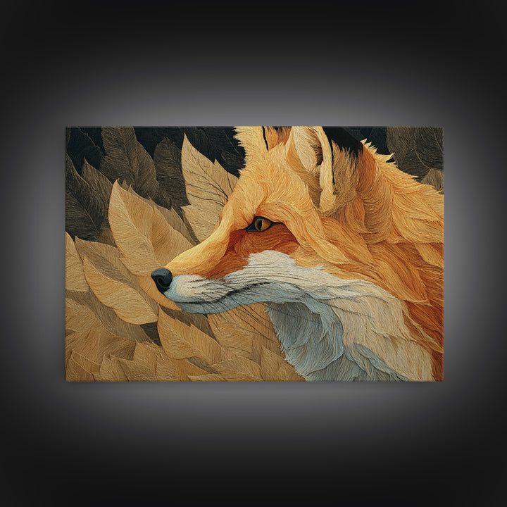 Fox in Autumn Forest Leaves Canvas Print, Wildlife Art, Leopard Wall Art, Living Room Decor, Fine Art, Wild, Fine Art Print, WIL-3x2-37