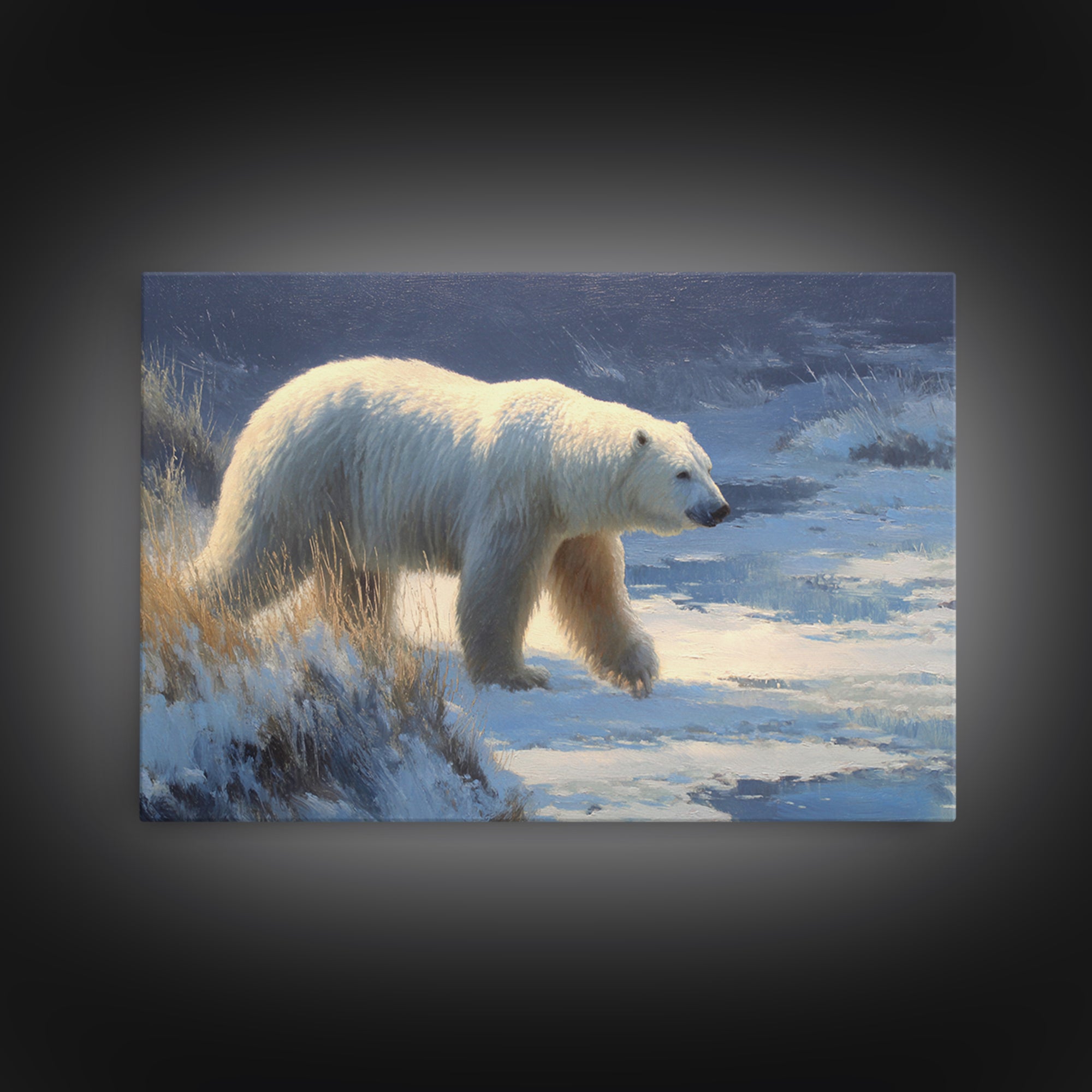 Polar Bear Crossing Blue Ice Canvas Print, Wildlife Art, Unique Home Decor, Living Room Decor, Abstract Art, Wild, WIL-3x2-43