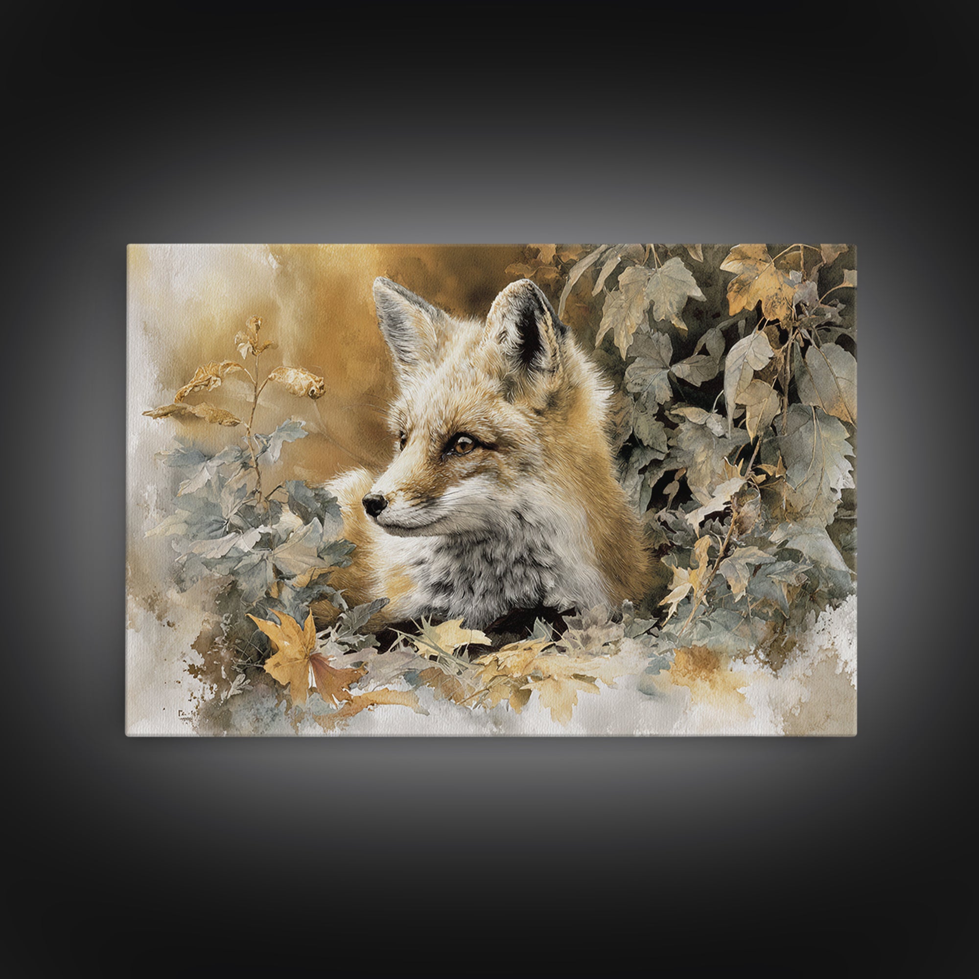 Fox in Autumn Forest Leaves Canvas Print, Wildlife Art, Leopard Wall Art, Living Room Decor, Fine Art, Wild, Fine Art Print, WIL-3x2-61