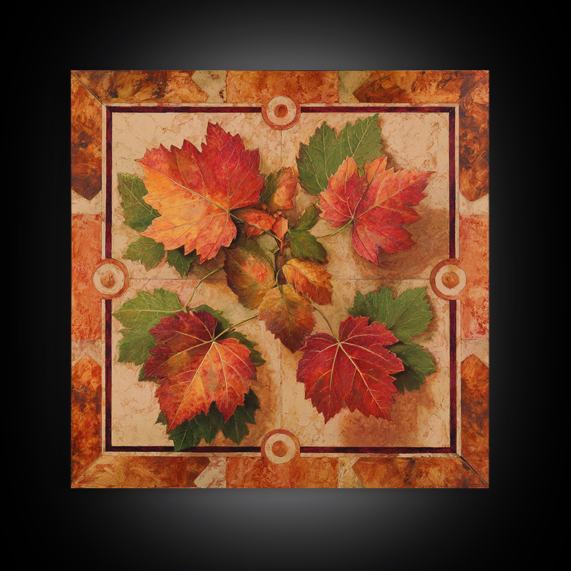 Vine Leaves Turning Autumn Red and Gold Framed Canvas Print, Winery Art, Framed Art, Winery Decor, Fine Art, Vineyard, WIN-1x1-11